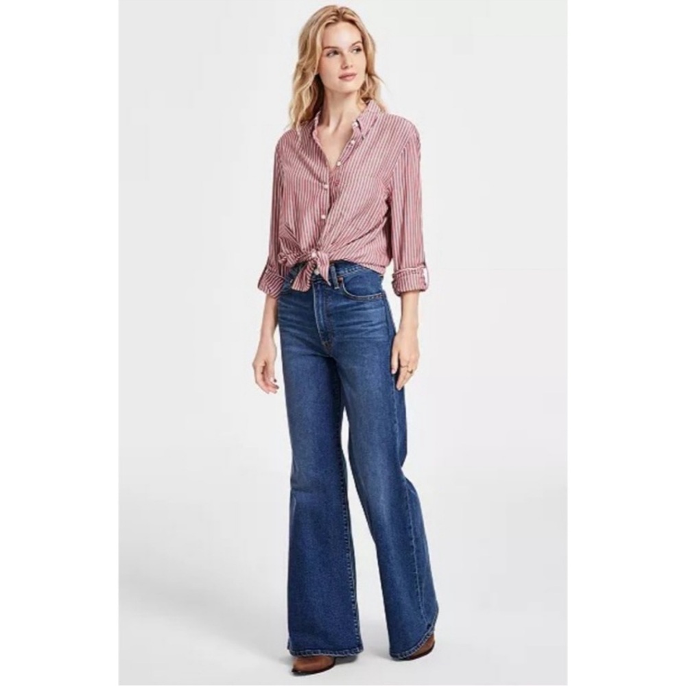 Levi's High Rise Blue Jeans Wide Leg Flare - Picture 5 of 15